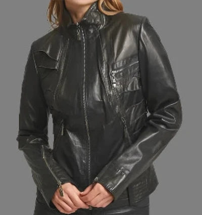 Black Leather Slick Jacket